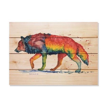 WILE E. WOOD Wile E. Wood DBRW-2014 20 x 14 in. Bartholets Rainbow Wolf Wood Art DBRW-2014